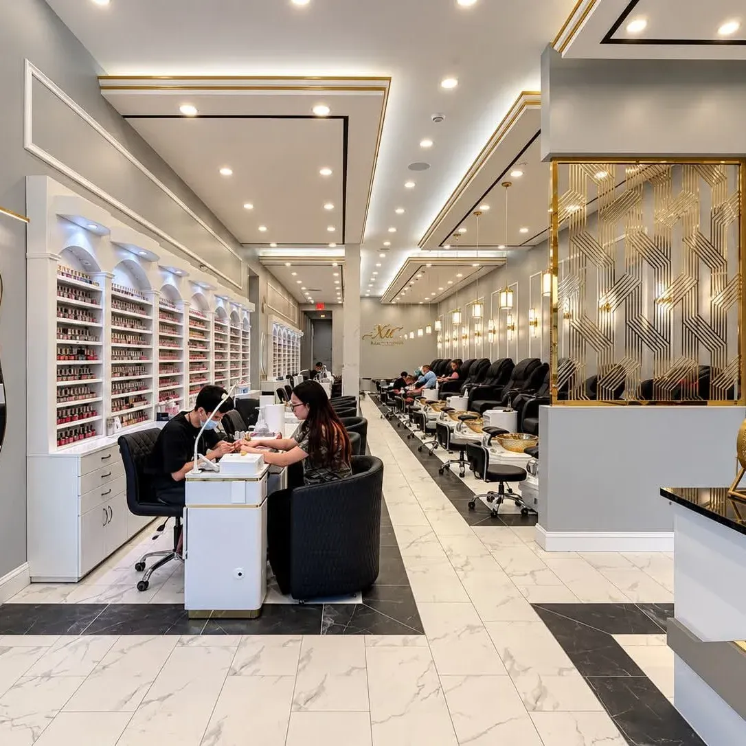 Nail and pedicure stations inside the Xu Nails & Lashes salon